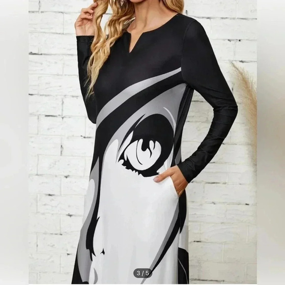 Notched Neck Figure Graphic Dress size XL12 - Picture 4 of 13